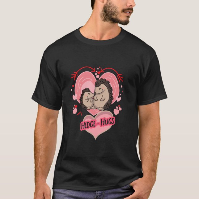 Cuddling Hedgehog hugging each other T-Shirt (Front)
