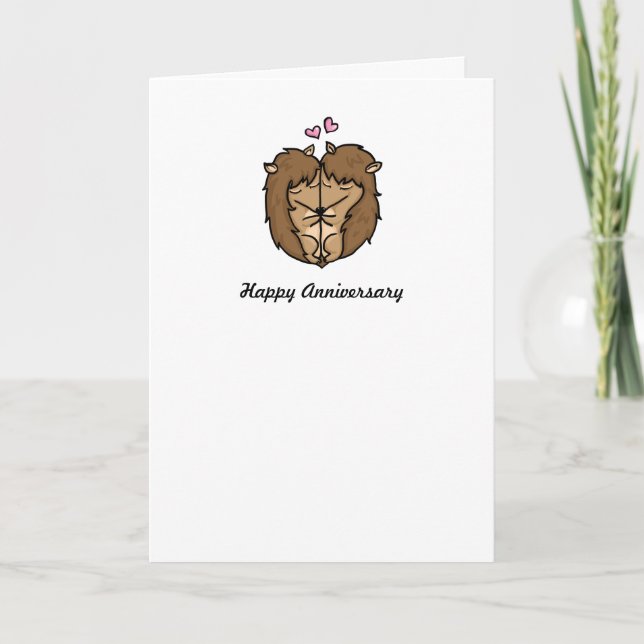 Cuddling Hedgehogs Anniversary card (Front)