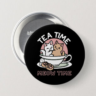 Cuddling Kitties in a Cup - Adorable Tea Time 7.5 Cm Round Badge