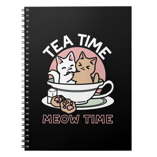 Cuddling Kitties in a Cup - Adorable Tea Time Notebook (Front)