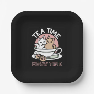 Cuddling Kitties in a Cup - Adorable Tea Time Paper Plate