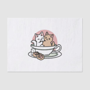 Cuddling Kitties in a Cup - Adorable Tea Time Tissue Paper