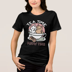 Cuddling Kitties in a Cup - Adorable Tea Time Tri-Blend Shirt