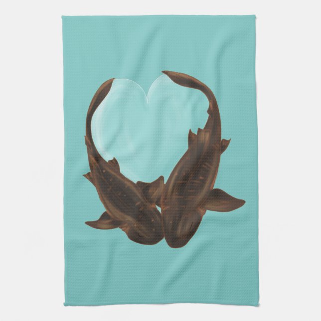 Cuddling Nurse Sharks Tea Towel (Vertical)