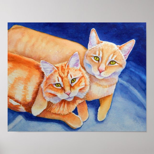 Cuddling Orange Tabby Cats Poster (Front)