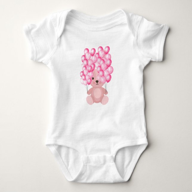 Cuddly Bear Balloon Baby Bodysuit (Front)