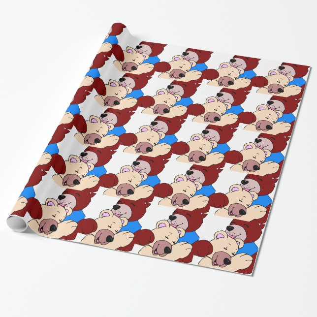 Cuddly Bears Wrapping Paper (Unrolled)