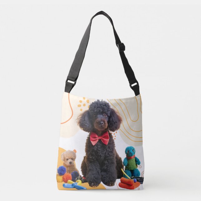 Cuddly Black Poodle Chenille Tote Bag (Front)