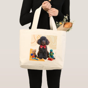 Cuddly Black Poodle Chenille Tote Bag