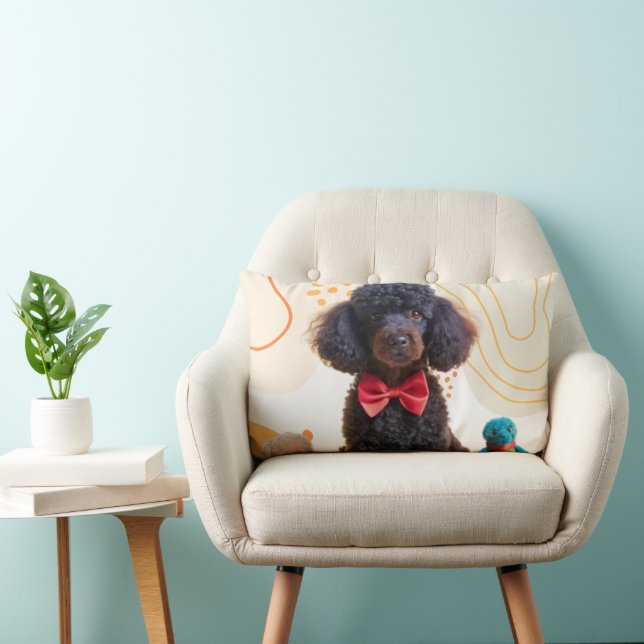   Cuddly Black Poodle Plush Throw Pillow Cover (Chair)