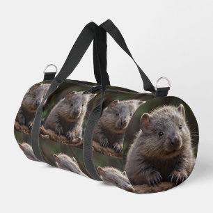 Cuddly Brown Australian Baby Wombat, Duffle Bag