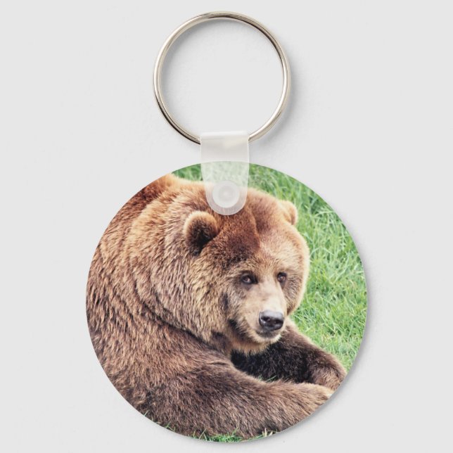 Cuddly Brown Bear Photograph Key Ring (Front)