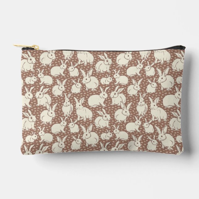 Cuddly Bunny Rabbits Bonanza - Mocha Mousse.   Accessory Pouch (Front)