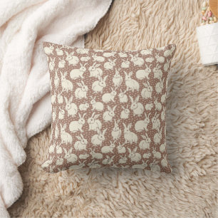 Cuddly Bunny Rabbits Bonanza - Mocha Mousse.   Cushion