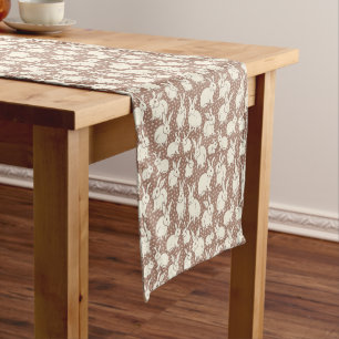 Cuddly Bunny Rabbits Bonanza - Mocha Mousse. Short Table Runner