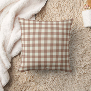 Cuddly Bunny Rabbits Gingham - Mocha Mousse. Cushion