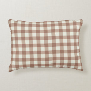 Cuddly Bunny Rabbits Gingham - Mocha Mousse. Decorative Cushion