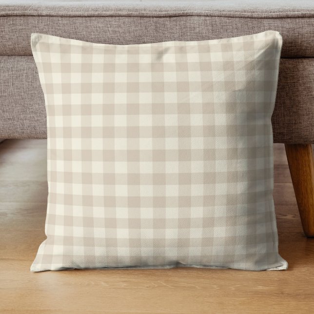 Cuddly Bunny Rabbits Gingham - neutral pattern. Cushion (Creator Uploaded)