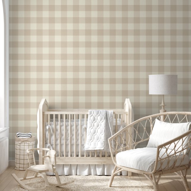 Cuddly Bunny Rabbits Gingham - neutral pattern. Wallpaper (Kids)