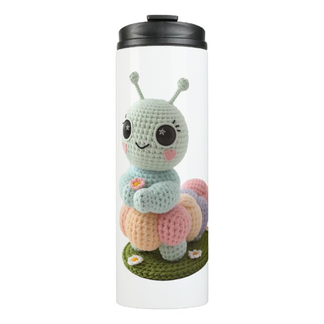 Cuddly Caterpillar A Whimsical Crochet Friend T-Sh Thermal Tumbler (Front)