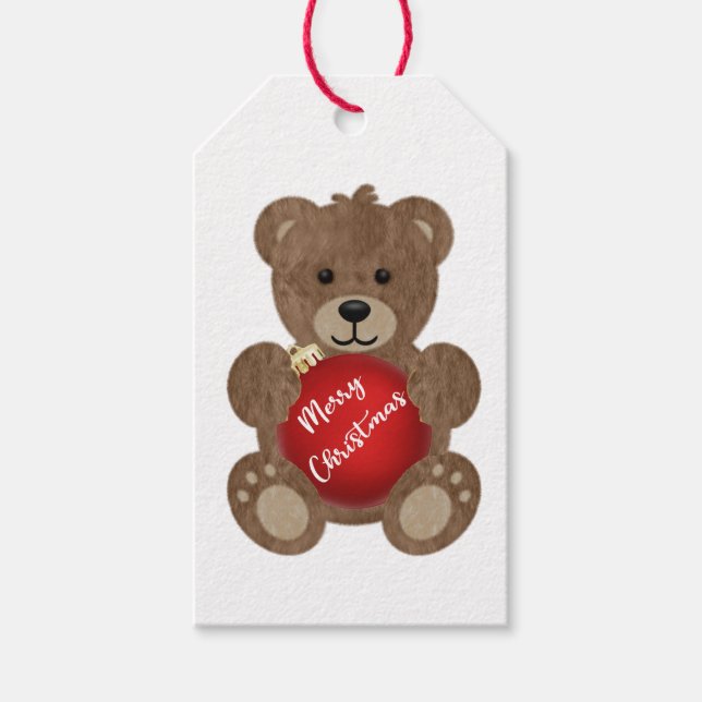 Cuddly Christmas Teddy Bear Gift Tag (Front)