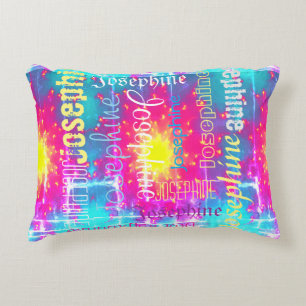Cuddly Colorful Tie Dye Boho Fade Personalize Name Decorative Cushion