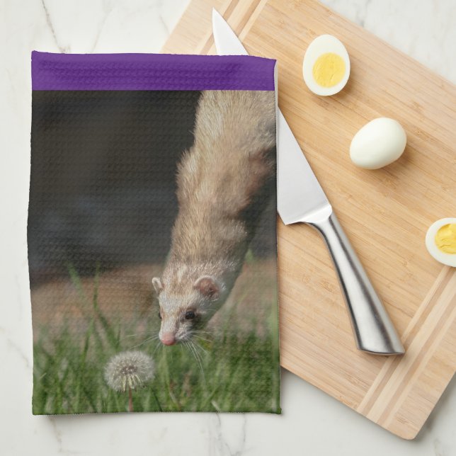 Cuddly Cute Ferret Weasel Kitchen Towels (Quarter Fold)