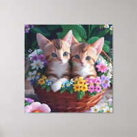 Cuddly Cute Kittens in a Flower Basket
