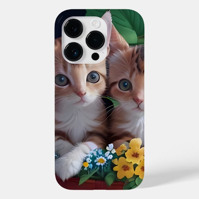 Cuddly Cute Kittens in a Flower Basket Case-Mate iPhone Case (Back)