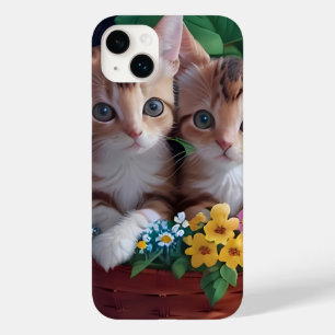 Cuddly Cute Kittens in a Flower Basket Case-Mate iPhone 14 Plus Case