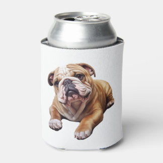 Cuddly English Bulldog Cub - Sweet Wrinkled Puppy  Can Cooler