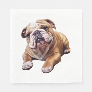 Cuddly English Bulldog Cub - Sweet Wrinkled Puppy  Napkin