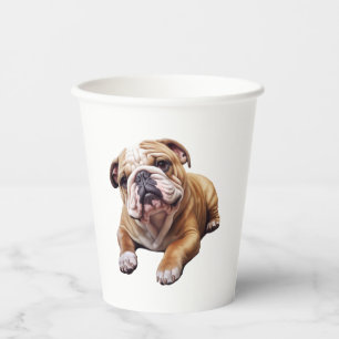 Cuddly English Bulldog Cub - Sweet Wrinkled Puppy  Paper Cups