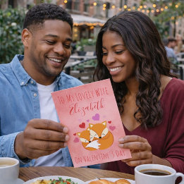 Cuddly Foxes Valentine's Day for Wife Holiday Card