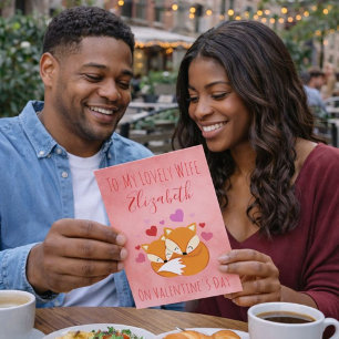 Cuddly Foxes Valentine's Day for Wife Holiday Card