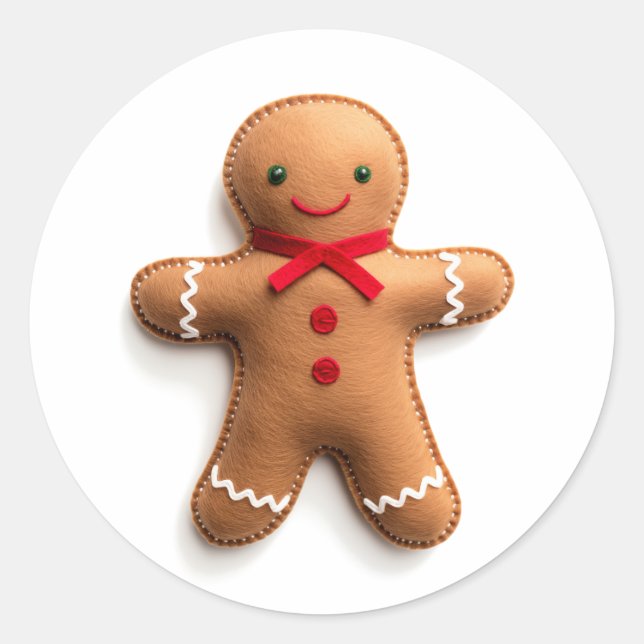 Cuddly Gingerbread Cheer Classic Round Sticker (Front)