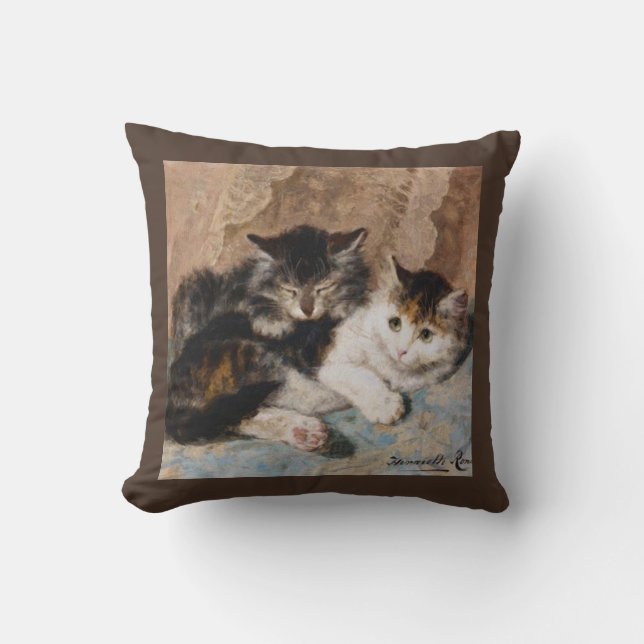 Cuddly Kittens Best of Friends Vintage Art Pillow (Front)