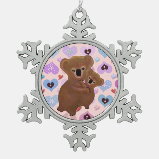 Cuddly Koala Bears Snowflake Ornament (Front)
