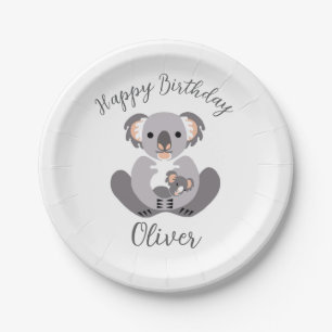 Cuddly KOALA  - Happy Birthday - Party  Paper Plate