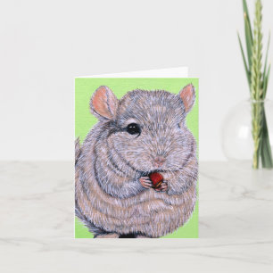 Cuddly Nibbling Chinchilla Painting Card