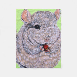 Cuddly Nibbling Chinchilla Painting Fleece Blanket