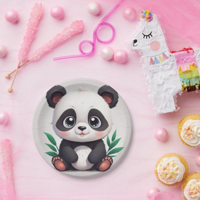 Cuddly panda paper plate (Party)
