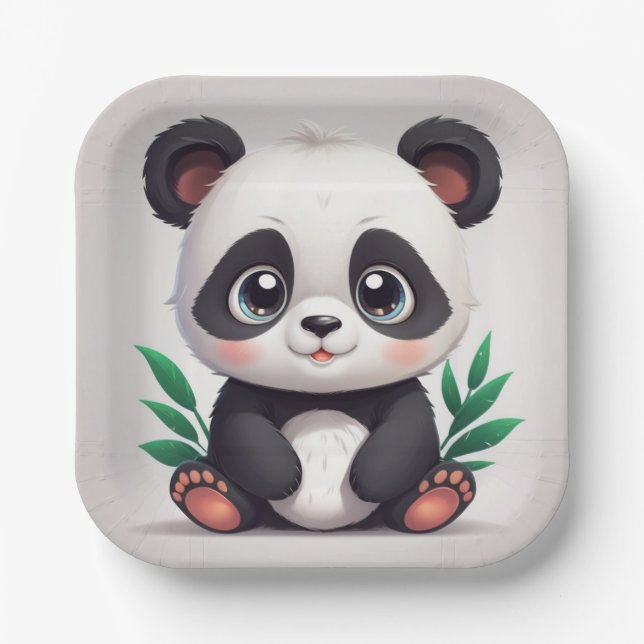Cuddly panda paper plate (Front)