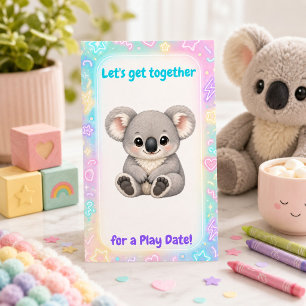 Cuddly Pastel Koala Play Date Calling Card