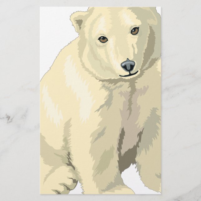 Cuddly  Polar Bear Stationery (Front)