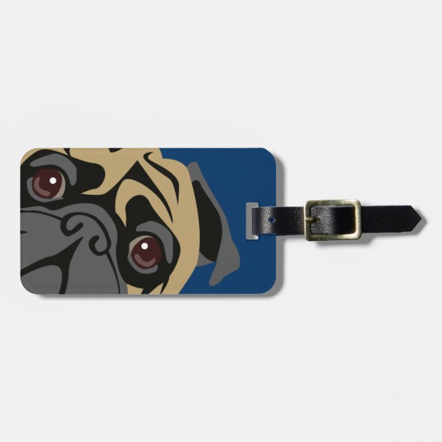 Cuddly Pug Luggage Tag (Front Horizontal)
