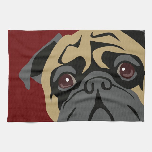 Cuddly Pug Tea Towel (Horizontal)