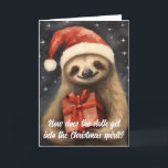 Cuddly Sloth Santa Christmas Card<br><div class="desc">Embrace the spirit of slow and steady joy this Christmas with our "Cuddly Sloth Santa" Christmas card, featuring the endearing artistry of Greg Collins. In this heartwarming scene, an adorable and smiling sloth stands in the snow, donning a Santa hat and cradling a wrapped present with love. The sweetness and...</div>