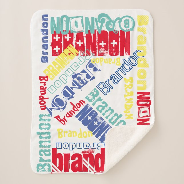 Cuddly SoF Summer Personalised Name Colora Sherpa Blanket (Front)