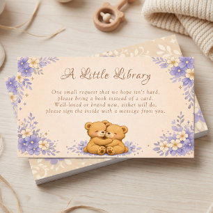Cuddly Teddy Bear Lavender Floral Books for Baby Enclosure Card